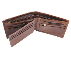 Cool Leather Brown Men's Business Zipper billfold Small Wallet Black Bifold Wallet Card Wallet For Men