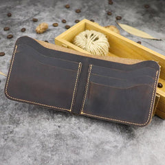 Cool Leather Brown Men's Small Wallet billfold Bifold Wallet Front Pocket Wallet For Men - imessengerbags