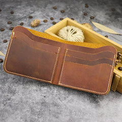 Cool Leather Brown Men's Small Wallet billfold Bifold Wallet Front Pocket Wallet For Men - imessengerbags