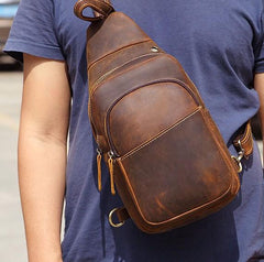 Cool Leather Chest Bag Sling Bag Sling Crossbody Bag Sling Travel Bag Sling Hiking Bags For Men - imessengerbags
