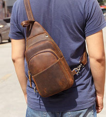 Cool Leather Chest Bag Sling Bag Sling Crossbody Bag Sling Travel Bag Sling Hiking Bags For Men - imessengerbags