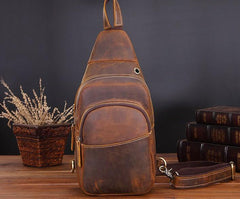 Cool Leather Chest Bag Sling Bag Sling Crossbody Bag Sling Travel Bag Sling Hiking Bags For Men - imessengerbags
