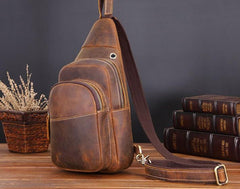 Cool Leather Chest Bag Sling Bag Sling Crossbody Bag Sling Travel Bag Sling Hiking Bags For Men - imessengerbags