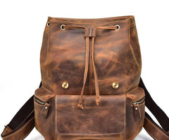 Cool Leather Black Coffee Mens Satchel Backpacks Travel Backpack 14inch Laptop Backpack for Men - imessengerbags