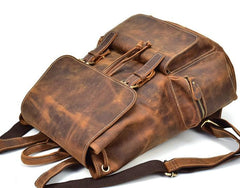 Cool Leather Black Coffee Mens Satchel Backpacks Travel Backpack 14inch Laptop Backpack for Men - imessengerbags