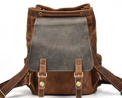 Cool Leather Black Coffee Mens Satchel Backpacks Travel Backpack 14inch Laptop Backpack for Men - imessengerbags