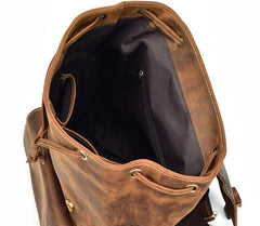 Cool Leather Black Coffee Mens Satchel Backpacks Travel Backpack 14inch Laptop Backpack for Men - imessengerbags