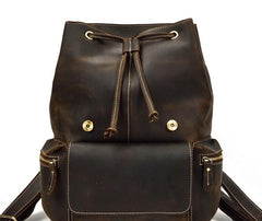 Cool Leather Black Coffee Mens Satchel Backpacks Travel Backpack 14inch Laptop Backpack for Men - imessengerbags
