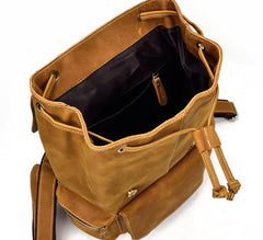 Cool Leather Black Coffee Mens Satchel Backpacks Travel Backpack 14inch Laptop Backpack for Men - imessengerbags