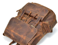 Cool Leather Black Coffee Mens Satchel Backpacks Travel Backpack 14inch Laptop Backpack for Men - imessengerbags