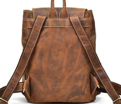 Cool Leather Black Coffee Mens Satchel Backpacks Travel Backpack 14inch Laptop Backpack for Men - imessengerbags