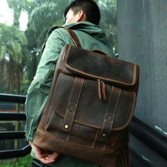 Cool Leather Coffee Mens Backpack Travel Backpacks Laptop Backpack for men