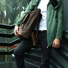 Cool Leather Coffee Mens Backpack Travel Backpacks Laptop Backpack for men