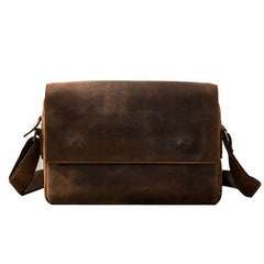 Cool Leather Coffee  Mens Messenger Bags Vintage Shoulder Bags  for Men