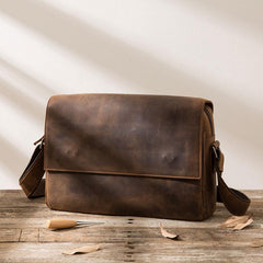 Cool Leather Coffee  Mens Messenger Bags Vintage Shoulder Bags  for Men