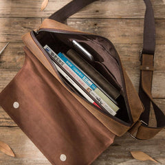 Cool Leather Coffee  Mens Messenger Bags Vintage Shoulder Bags  for Men
