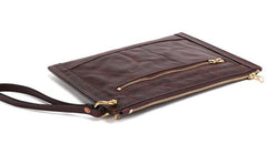 BLACK Coffee MENS LEATHER SLIM ZIPPER CLUTCH WRISTLET PURSE BAG CLUTCH BAG FOR MEN - imessengerbags