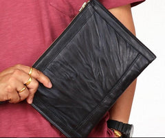 BLACK Coffee MENS LEATHER SLIM ZIPPER CLUTCH WRISTLET PURSE BAG CLUTCH BAG FOR MEN - imessengerbags