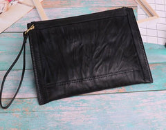 BLACK Coffee MENS LEATHER SLIM ZIPPER CLUTCH WRISTLET PURSE BAG CLUTCH BAG FOR MEN - imessengerbags