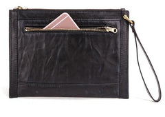 BLACK Coffee MENS LEATHER SLIM ZIPPER CLUTCH WRISTLET PURSE BAG CLUTCH BAG FOR MEN - imessengerbags