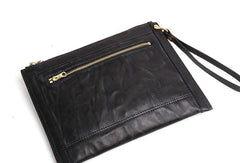 BLACK Coffee MENS LEATHER SLIM ZIPPER CLUTCH WRISTLET PURSE BAG CLUTCH BAG FOR MEN - imessengerbags
