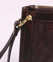 BLACK Coffee MENS LEATHER SLIM ZIPPER CLUTCH WRISTLET PURSE BAG CLUTCH BAG FOR MEN - imessengerbags