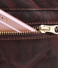 BLACK Coffee MENS LEATHER SLIM ZIPPER CLUTCH WRISTLET PURSE BAG CLUTCH BAG FOR MEN - imessengerbags