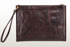 BLACK Coffee MENS LEATHER SLIM ZIPPER CLUTCH WRISTLET PURSE BAG CLUTCH BAG FOR MEN - imessengerbags
