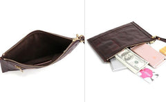 BLACK Coffee MENS LEATHER SLIM ZIPPER CLUTCH WRISTLET PURSE BAG CLUTCH BAG FOR MEN - imessengerbags