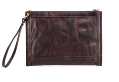 BLACK Coffee MENS LEATHER SLIM ZIPPER CLUTCH WRISTLET PURSE BAG CLUTCH BAG FOR MEN - imessengerbags
