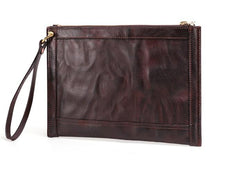BLACK Coffee MENS LEATHER SLIM ZIPPER CLUTCH WRISTLET PURSE BAG CLUTCH BAG FOR MEN - imessengerbags