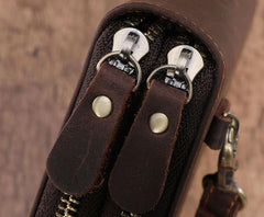 Cool Leather MensLong Wallet Double Zipper Clutch Wallet Wristlet Wallet