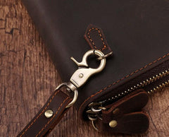 Cool Leather MensLong Wallet Double Zipper Clutch Wallet Wristlet Wallet