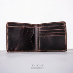 Cool Leather Men Slim Small Wallet Bifold Vintage Small Wallet for Men - imessengerbags