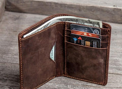 Cool Leather Men Slim Small Wallet Bifold Vintage Small Wallet for Men - imessengerbags
