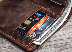 Cool Leather Men Slim Small Wallet Bifold Vintage Small Wallet for Men - imessengerbags