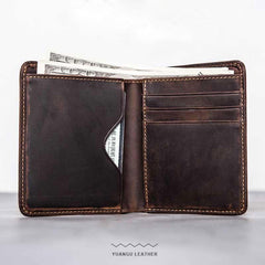 Cool Leather Men Slim Small Wallet Bifold Vintage Small Wallet for Men - imessengerbags