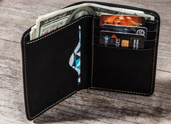 Cool Leather Men Slim Small Wallet Bifold Vintage Small Wallet for Men - imessengerbags