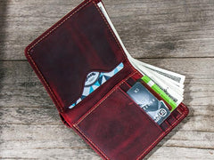 Cool Leather Men Slim Small Wallet Bifold Vintage Small Wallet for Men - imessengerbags