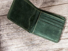 Cool Leather Men Slim Small Wallet Bifold Vintage Small Wallet for Men - imessengerbags