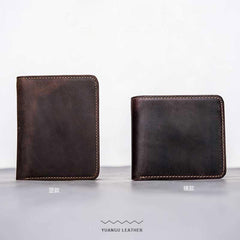 Cool Leather Men Slim Small Wallet Bifold Vintage Small Wallet for Men - imessengerbags