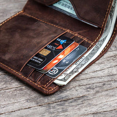 Cool Leather Men Slim Small Wallet Bifold Vintage Small Wallet for Men - imessengerbags