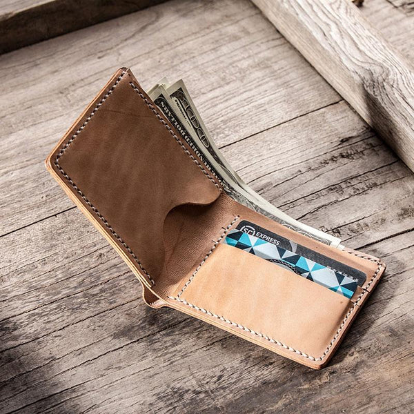 Cool Leather Men Small Wallet Bifold Vintage Wallet for Men - imessengerbags