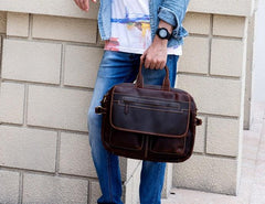 Cool Leather Men Vintage Briefcase Work Bag Handbag Shoulder Bags For Men