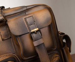 Cool Leather Men Vintage Briefcase 14inch Work Bags Handbag Shoulder Bags For Men - imessengerbags