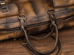 Cool Leather Men Vintage Briefcase 14inch Work Bags Handbag Shoulder Bags For Men - imessengerbags