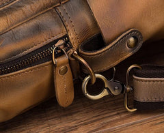 Cool Leather Men Vintage Briefcase 14inch Work Bags Handbag Shoulder Bags For Men - imessengerbags