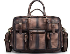 Cool Leather Men Vintage Briefcase 14inch Work Bags Handbag Shoulder Bags For Men - imessengerbags