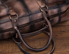 Cool Leather Men Vintage Briefcase 14inch Work Bags Handbag Shoulder Bags For Men - imessengerbags