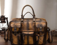 Cool Leather Men Vintage Briefcase 14inch Work Bags Handbag Shoulder Bags For Men - imessengerbags